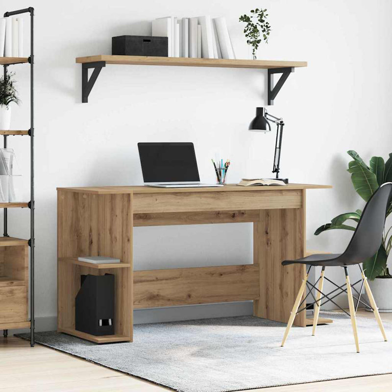 Desk With Shelf 140 X 50 X 75 Cm Engineered Wood, Artisan Oak