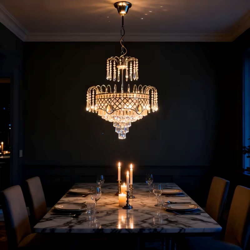 Lustre en cristal 5 couleurs 20 pouces 5 lumières (comprend les ampoules E14) - Plafonnier de salon luxueux