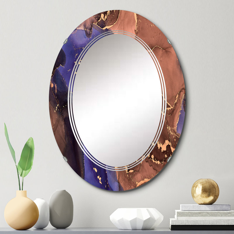 Miroir mural moderne et abstrait brun, 30 po x 20 po