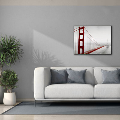 Ebern Designs «Golden Gate Bridge In Fog» par Photoinc Studio, art mural sur toile, 54 po x 40 po