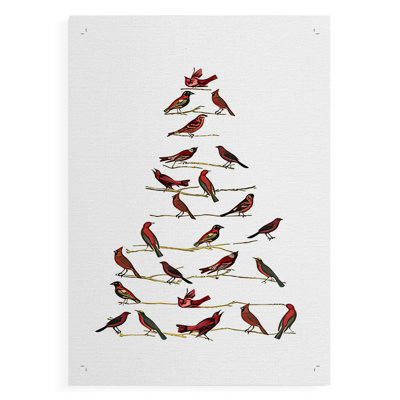 Red Bird Christmas Collection B -Canvas Print Only - NOT FRAMED