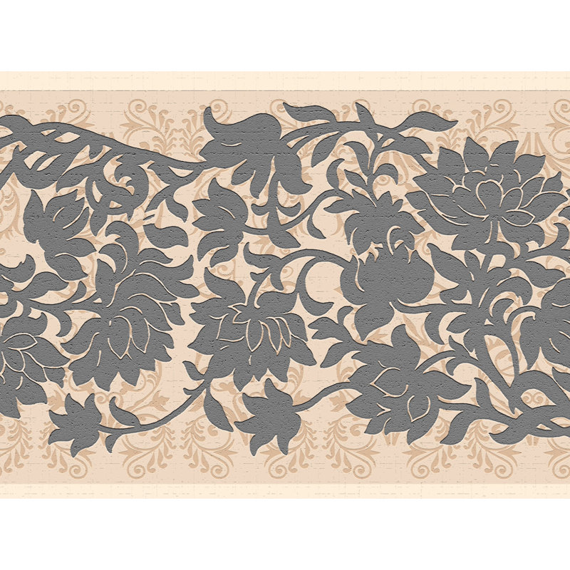Bordure de papier peint à peindre L 15 pi x l 7 po Flowers Scrolls