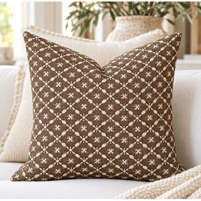Housse de coussin de haute qualité à motif géométrique de châtaignier brun foncé