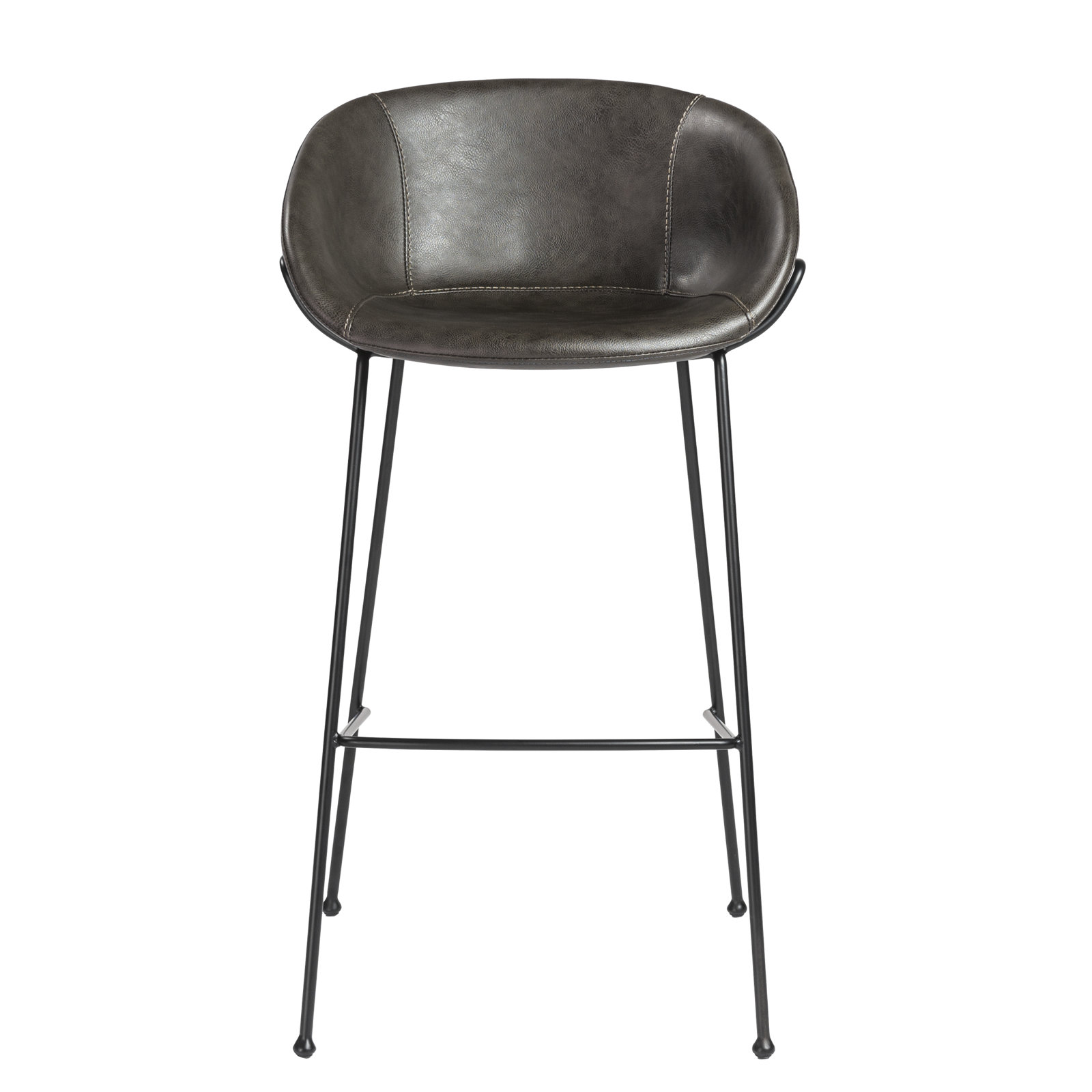 Ardea Bar and Counter Stool, Bar Stool (29.93" Seat Height), Vintage Dark Gray Faux Leather