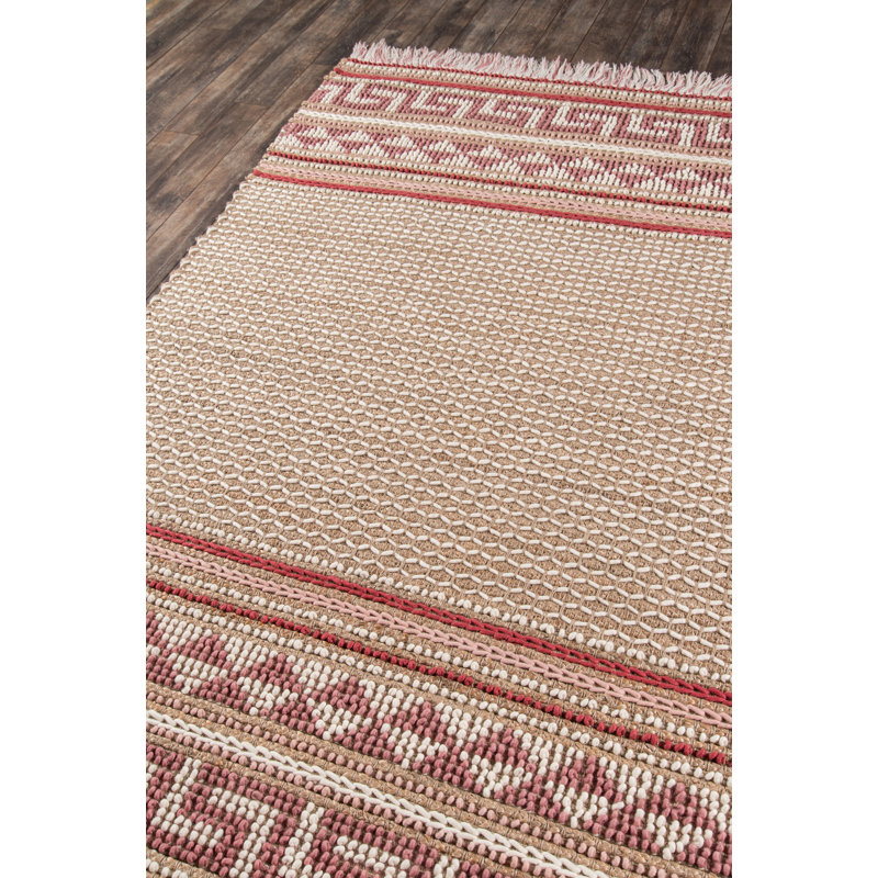 Tapis beige / rose tissé à la main Esme, Rectangle 6 pi x 9 pi