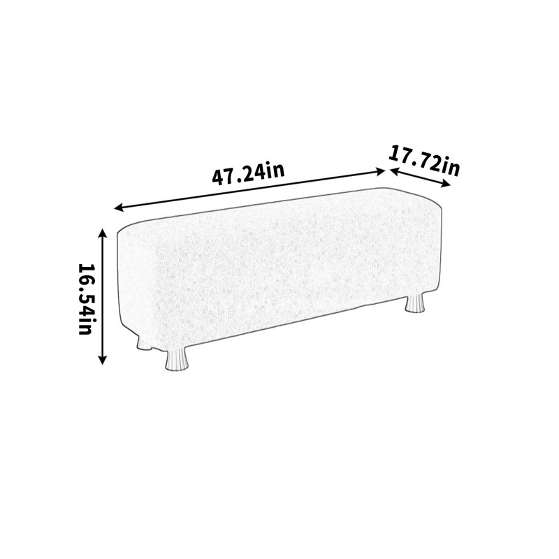 Banc simple en velours, H 16,54 po x l 47,24 po x P 17,72 po