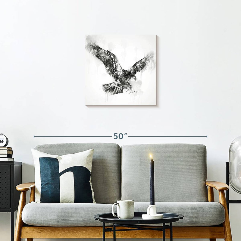 Brampt Eagle Flying Black And White, 20" H x 20" W