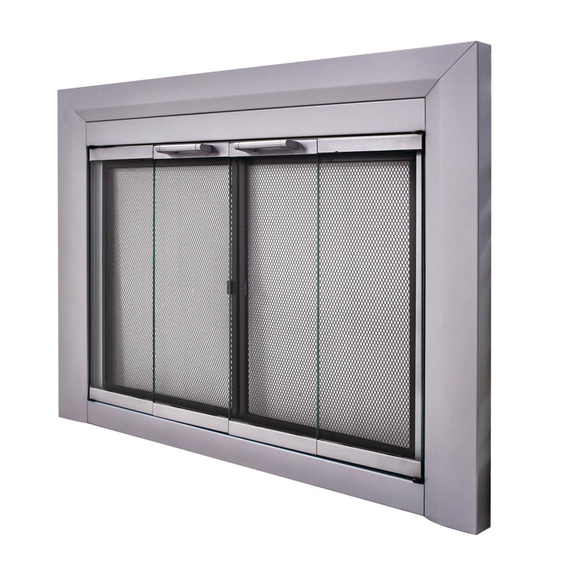 Portes pliantes en acier Abbygayle, H 31 po x l 37,5 po x P 1,85 po, Skyline nickel
