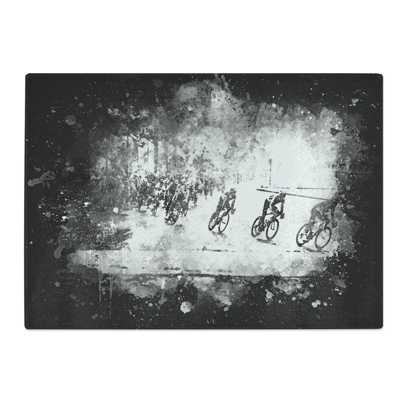 Tempered Glass Tour De France Cycling Paint Splash Chopping Board, 20 cm x 28.5 cm