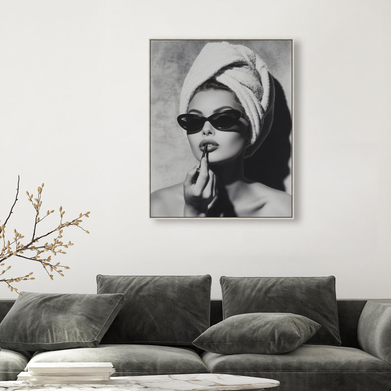 Retro Vanity Vibe Print by Oliver Gal, 31"H x 37"W, Silver Floater Frame