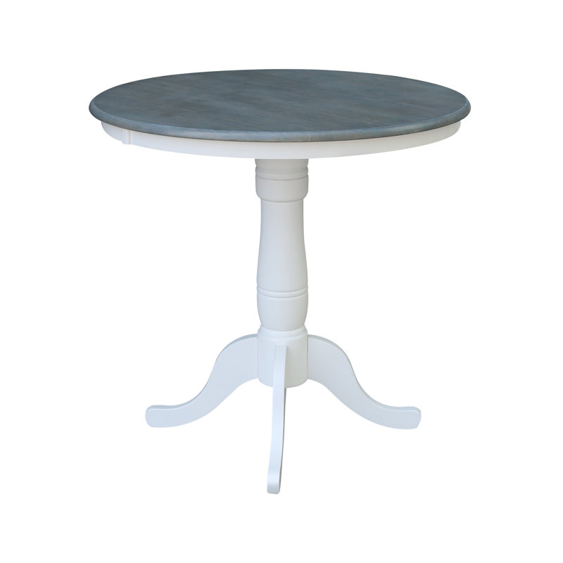 Mosteller Solid Wood Dining Table, 36" H x 36" W x 36" D, White/Heather Gray