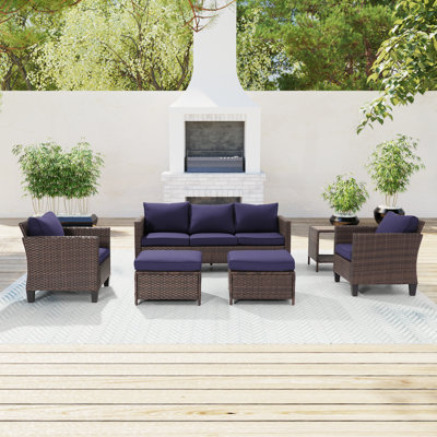 Jonson Wicker 5 - Person Patio Conversation Set with Cushions