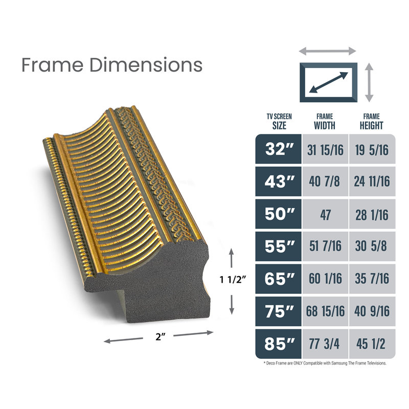 Slim Empire Deco TV Frame for Samsung Frame TV and Frame Pro, Gold, 	50"
