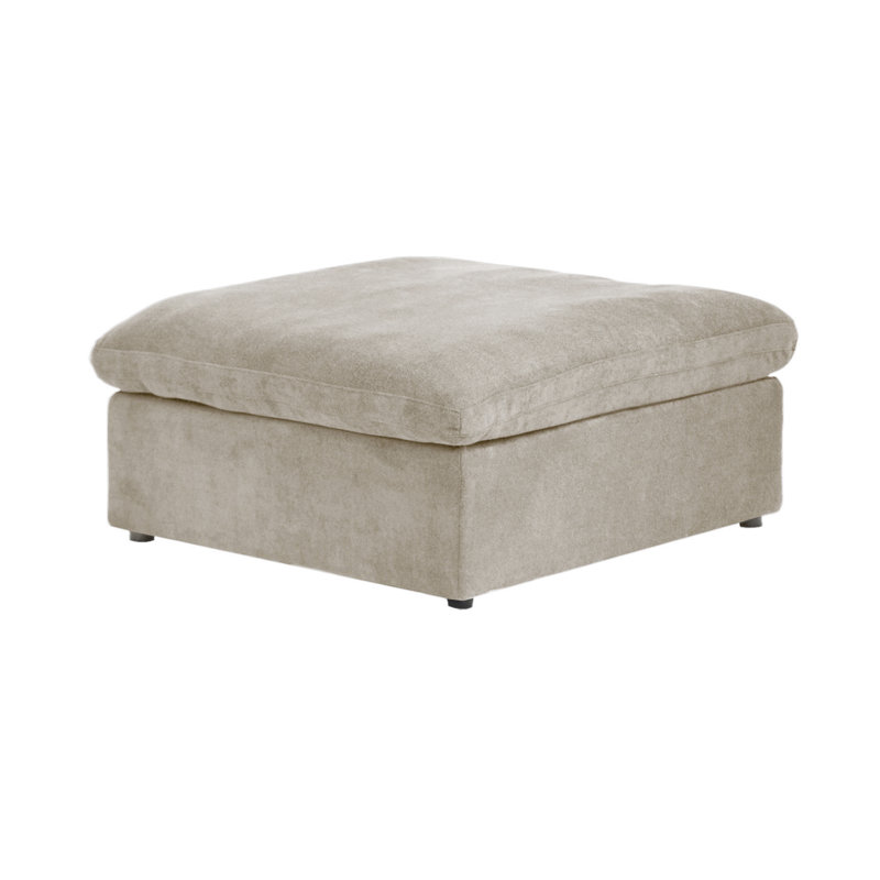 Kenda 40.15" Upholstered Slipcovered Ottoman, Khaki