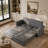 Chesterfield 3-in-1 Convertible Sleeper Sofa, Faux Leather Pull Out Sofa Bed with Nailhead Trim and Rolled Arms, Multi-Functional Retro Sofa for Living Room Bedroom-470510056