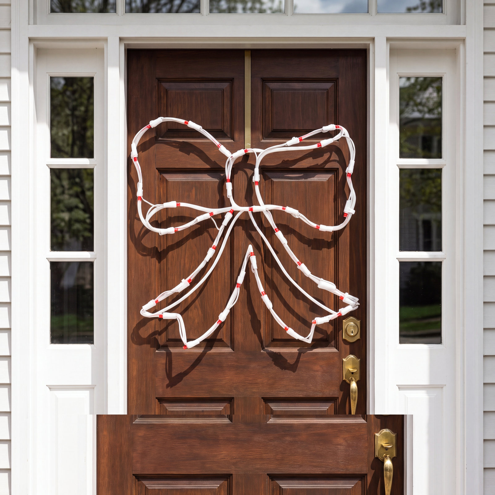 Bow Christmas Window Silhouette Lighted Display