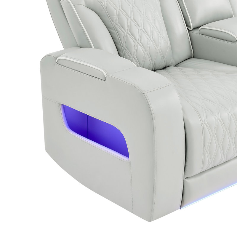 Fauteuil inclinable argenté Julian avec appui-tête électrique et DEL