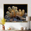 Cactus jaune, jaune, noir, coucher de soleil, cactus floral, salon-199713837-199713838