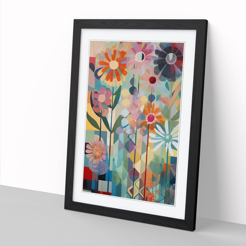 FRM-V0523-965X Flowers Orphism Vol.7 - Picture Frame Print, Black, 46cm H x 34cm W x 2cm D