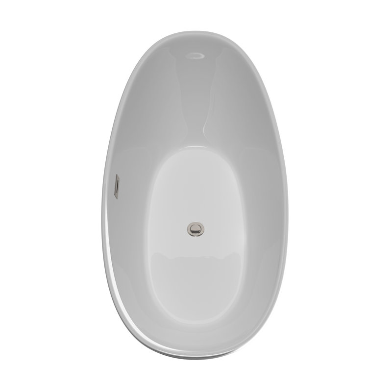 Dorrit 60" x 32" Freestanding Soaking Acrylic Bathtub with Faucet, Brushed Nickel, Brushed Nickel
