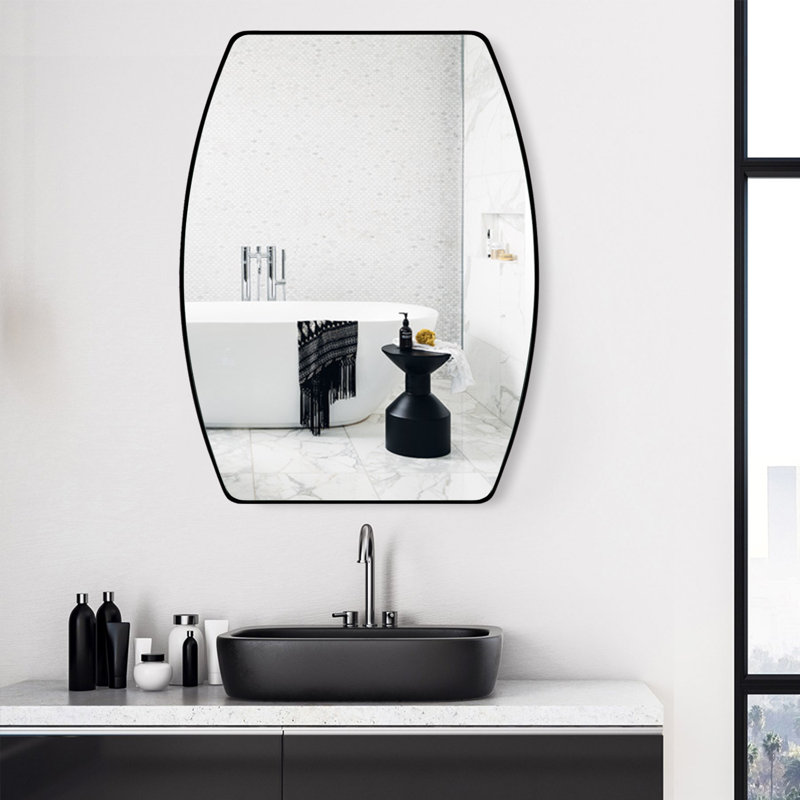 Beveled Mordern Contemporary Accent Mirror, Black
