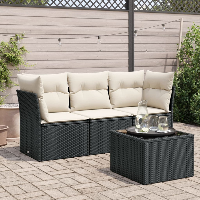Ensemble de canapé de patio Vidaxl - noir, blanc crème