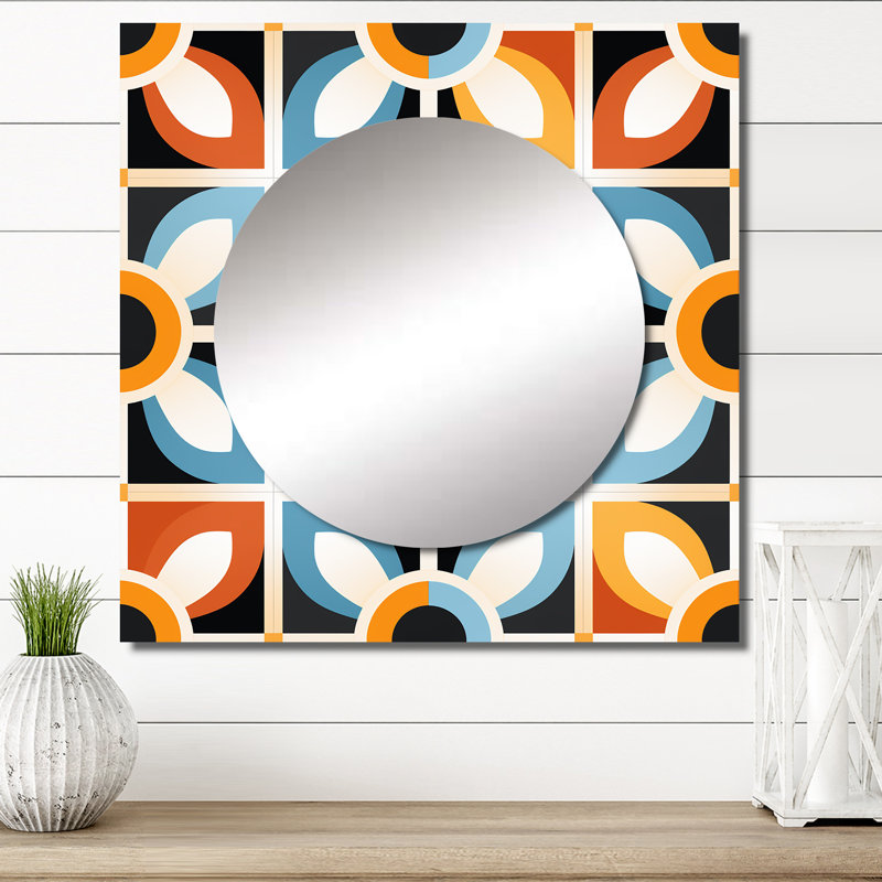 Motif de mosaïque rustique - art de miroir mural carré moderne, 23 po x 23 po
