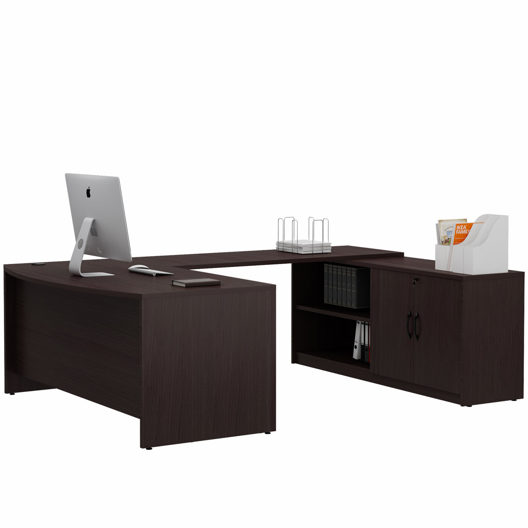  100'' U-shaped Desk with Side Cabinets Cubespace 