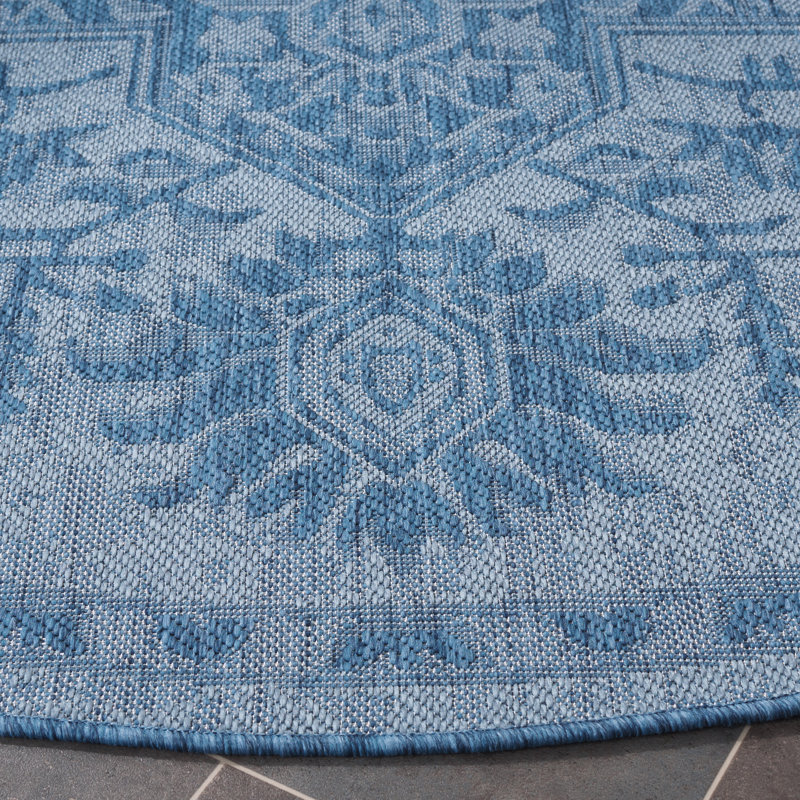Tapis d'intérieur / extérieur oriental lavable à la machine Mayleen, Rond 6 pi 7 po