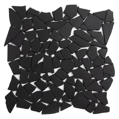Carrelage mosaïque noir en pierre 11,8 po x 11,8 po Adolif pour salle de bain, cuisine, plancher de douche, paquet de 5 feuilles, 4,8 pieds carrés