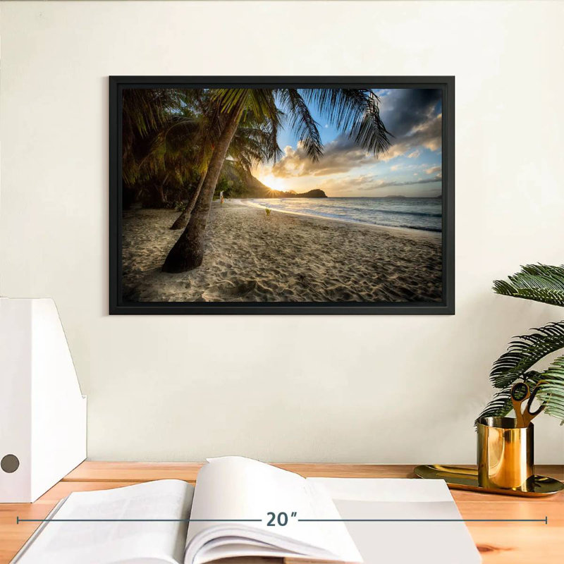 Scénique côte des Caraïbes, Cadre flottant noir, 13 po x 9 po