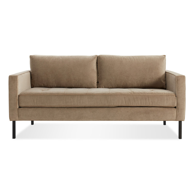 Paramount Loveseat, Otter Velvet Velvet, Stainless Steel