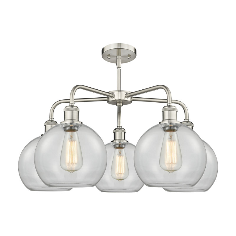 Lustre sphérique à 5 lumières Ellington, Transparent, H 16 po x l 26 po x P 26 po, Nickel satiné