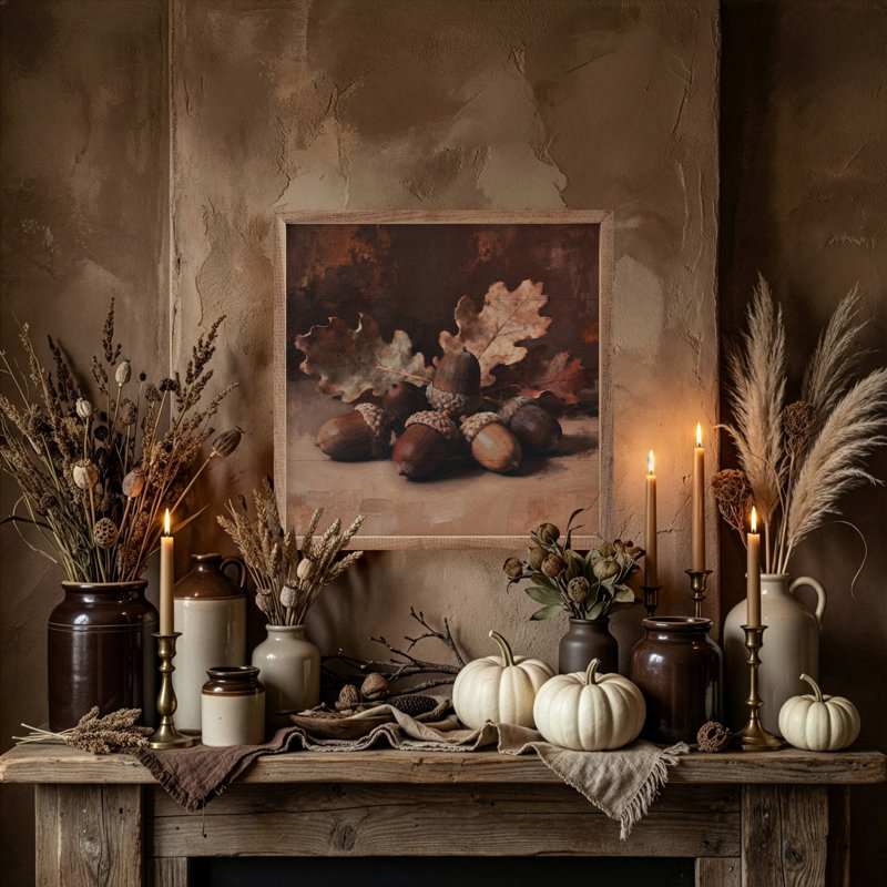 Neutral Acorns, 4" H x 4" W