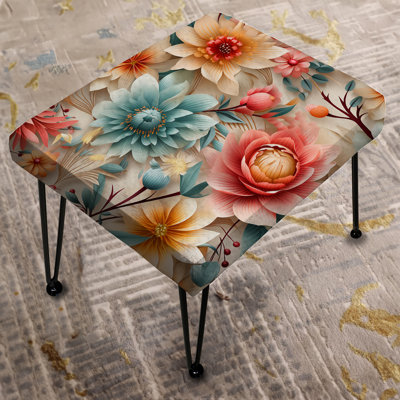 Pastel Colors Eclectic Floral Collage - Eclectic Rectangle Ottoman