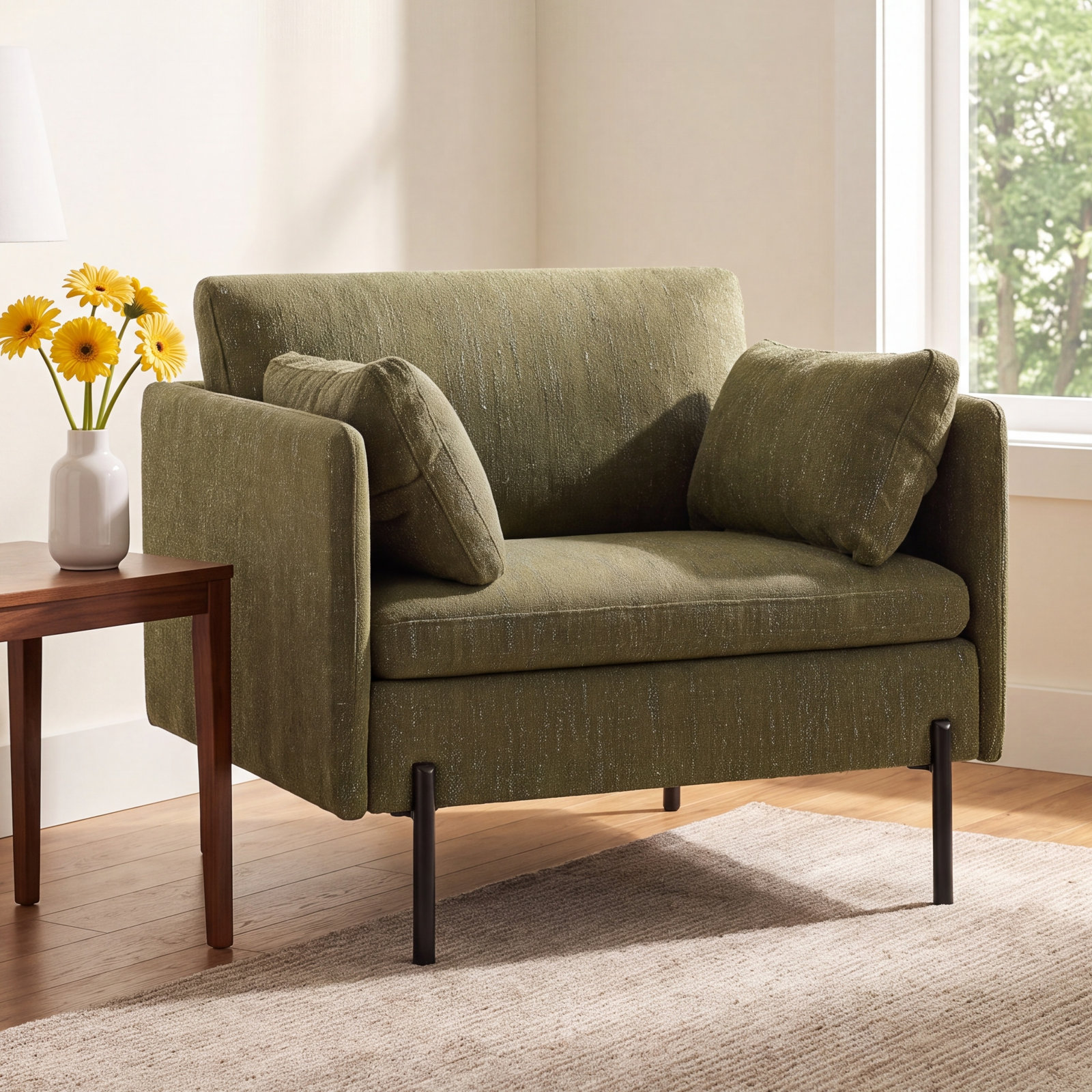 Moab Cotton Armchair, Mellow Forest Chenille