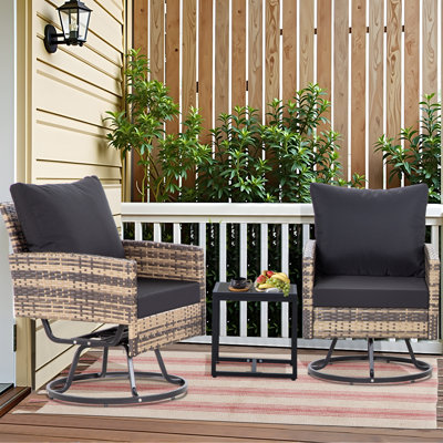 2 - Person Outdoor Patio Conversation Set with Swivel Lounge Chairs & Cushions