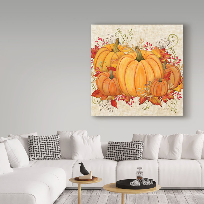 «Fall Pumpkins», reproduction de peinture acrylique sur toile tendue, H 18 po x l 18 po x P 2 po