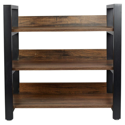 3 Tier Metal & Wood Shelf Shoe Multi Purpose Storage Display Racking Unit