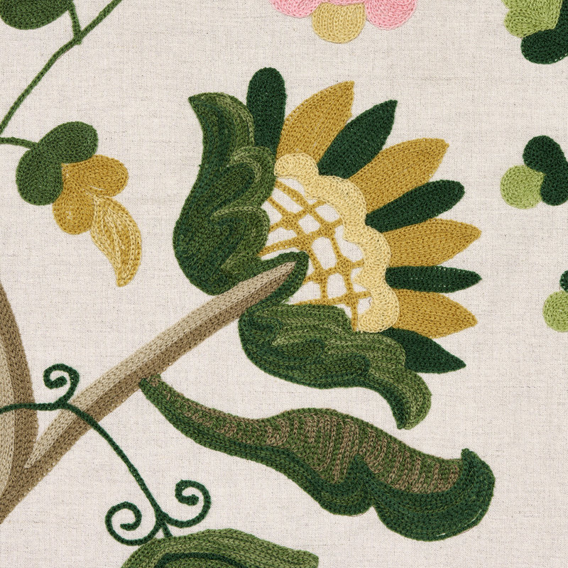 Mandevilla Embroidery Fabric, Pink/Green
