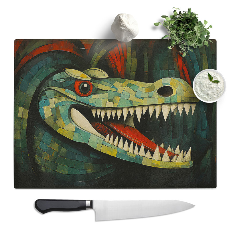Crocodile Art Deco  Glass Chopping Board