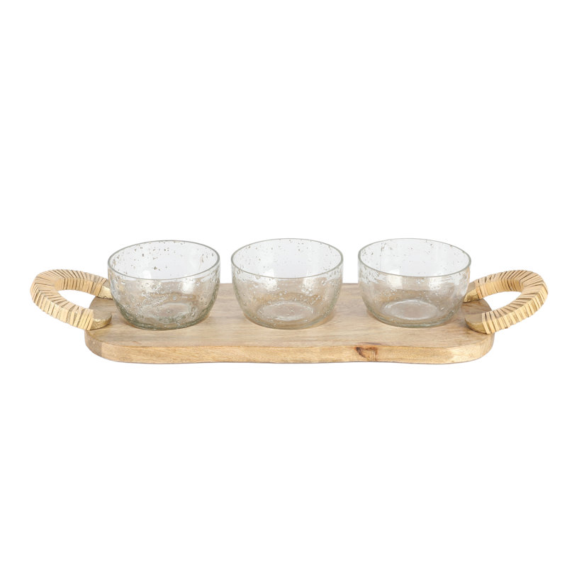 Ensemble de 4 plats à condiments en bois de manguier Cravings By Chrissy