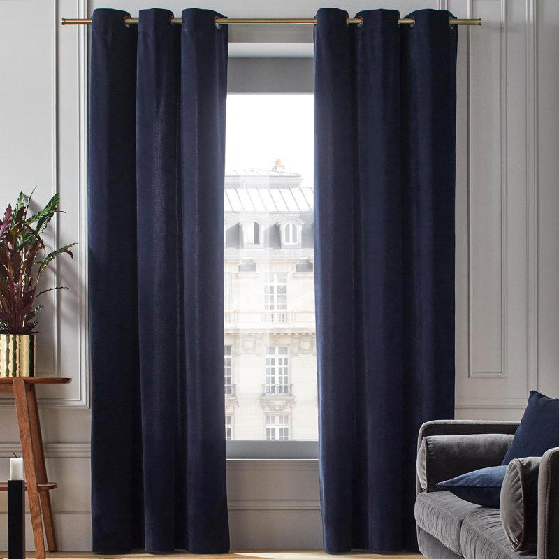 Room Darkening Single Curtain Panel, 137 W x 260 D cm, Navy Blue