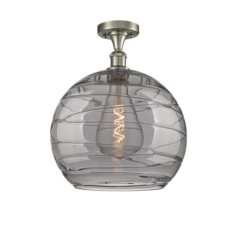 Plafonnier semi-encastré 1 lumière, H 16,38 po x l 5,88 po x P 5,88 po, Nickel satiné