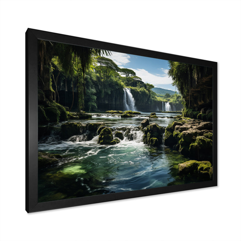 Cascade de dominicains, reproduction sur toile, H 12 po x l 20 po x P 1 po, Cadre photo noir