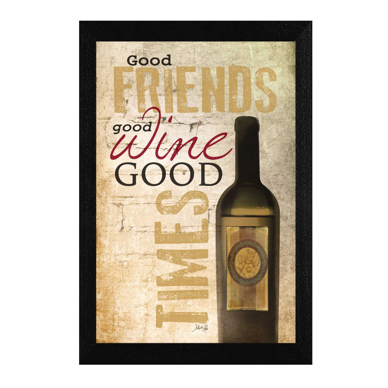 « good wine », reproduction d’art textuel encadrée