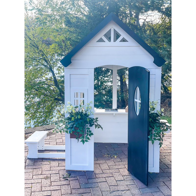 Zahara White and Black Wooden Playhouse with Kitchen