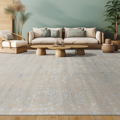 Hand-Knotted High-Quality Silver and Light Blue Area Rug