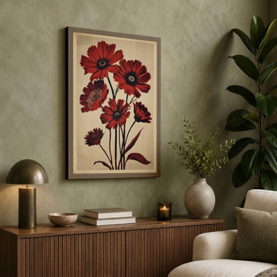Deep Crimson Botanicals Botanical - Wrapped Canvas