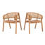 Ensemble de 2 chaises en rotin avec structure en bois d'hévéa et accoudoirs